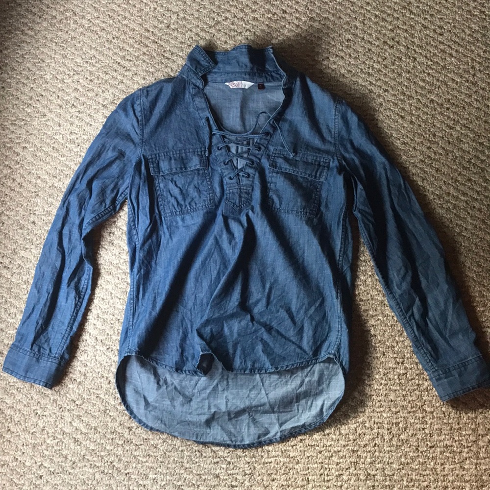 100% cotton denim look shirt